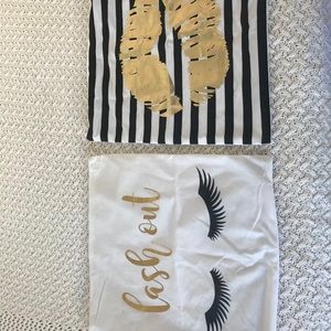 2 throw pillow covers (lash out and kiss lips)
